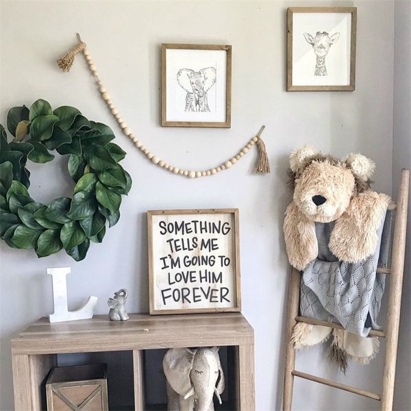 

jewelry natural wooden tassel bead string chain hand made wood farmhouse decoration beads with tassel hemp rope home decor hanging 382 k2, Red;brown