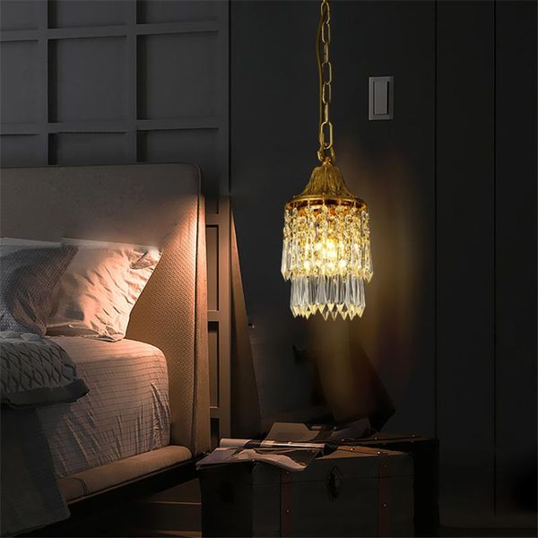 

pendant lamps all-copper french luxury droplets lights bedroom aisle american bedside restaurant crystal gold hanging fixtures