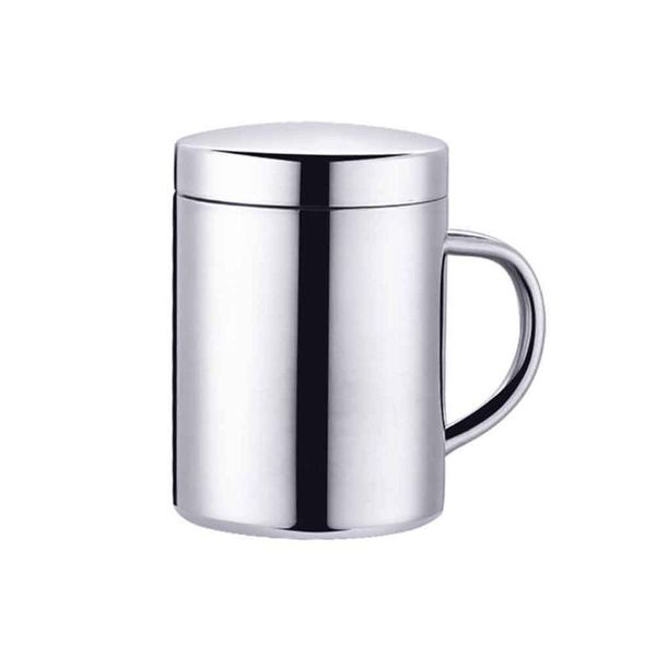 

mugs stainless steel bar coffee mug office thermal insulated milk leakproof kitchen easy grip with lid drinking double wall