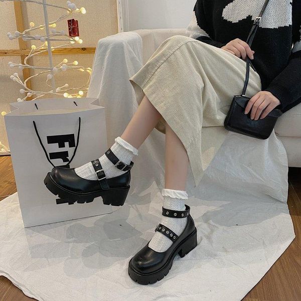 

heel shoes model mary jane women's japanese high heels platform harajuku retro lolita dress, Black