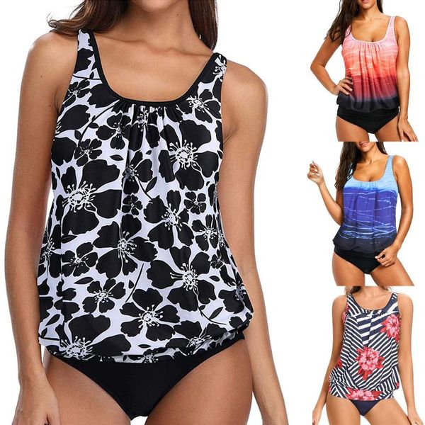 

women's swimwear women tankini swimsuit tummy control with shorts two piece beach bathing suit stroje kapielowe damskie drop, White;black