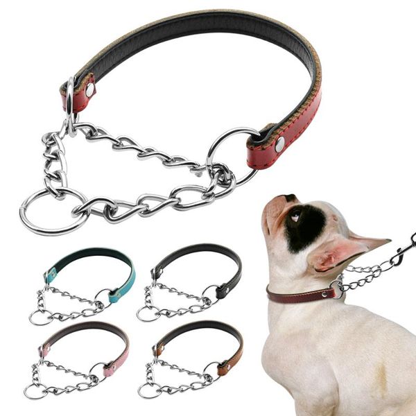 

dog collars & leashes martingale training collar half choke chain pet 5 colors avaliable nner padded protect neck