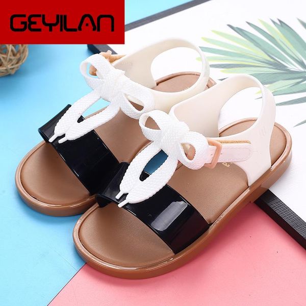 

children's sandals summer shoes bow 2021 girl casual plastic jelly shoe princess white/black, Black;red