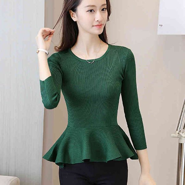 

women's sweaters shintimes fall ruffled short women sweater knitted high elastic solid korean autumn fashion pullovers sueter mujer inv, White;black