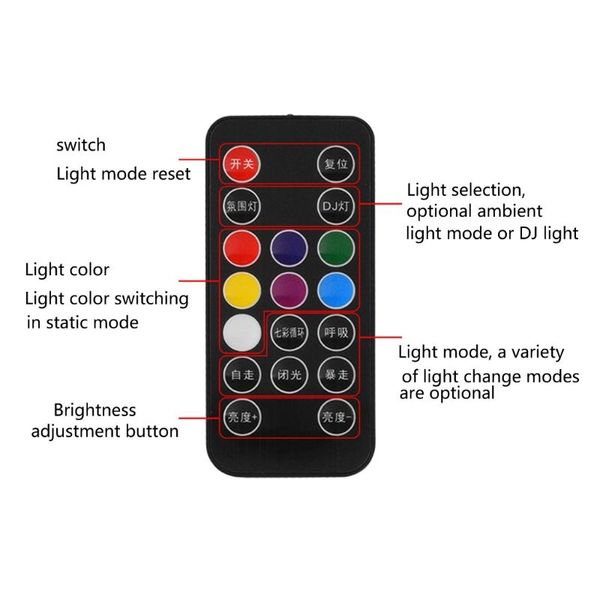 

interior&external lights colorful led stage light bright atmosphere with wireless remote control for party car decorations