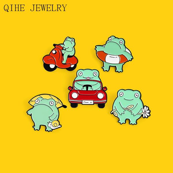 

pins, brooches funny cool frog enamel pins custom surfing shirt backpacks lapel cartoon animal badge jewelry gifts for women, Gray