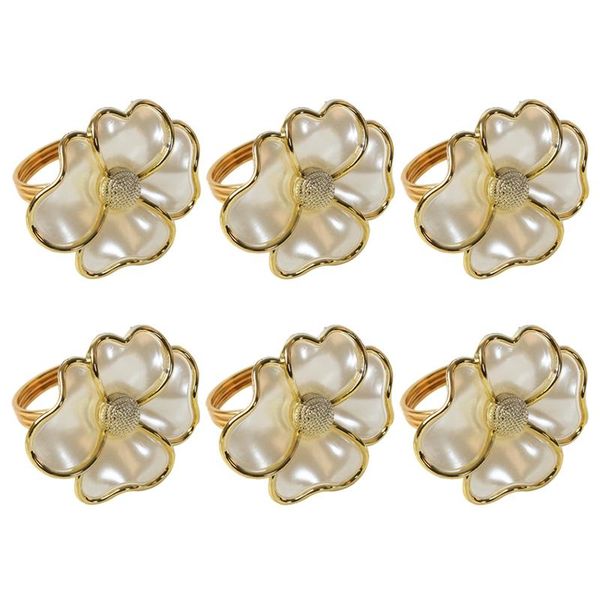 

6pcs/lot fashion napkin ring white flower el exquisite button wedding table decoration rings