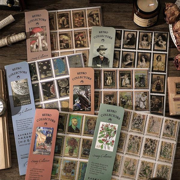 

gift wrap 6 models 4 sheets in bronzing washi paper stickers retro collector series ins hand account decoration source material