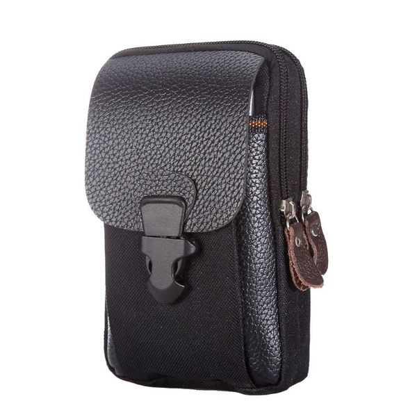 

waist bags men leather insert buckle zipper bag fanny pack phone cash pouch