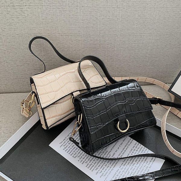 

ladies small bag 2021 spring fashion simple stone-print hand-held one-shoulder stiletto square cross body