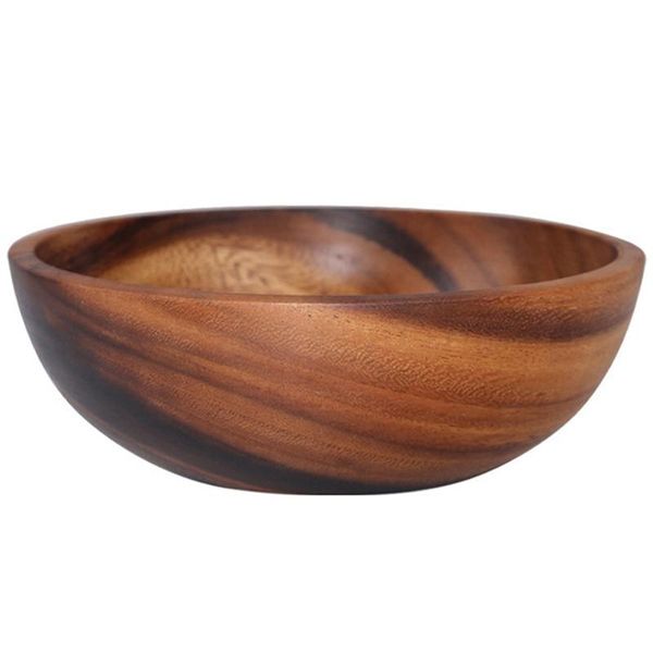 

natural hand-made wooden salad bowl classic large round soup dining plates wood kitchen utensils bowls