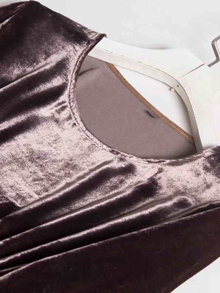 

dress 2021 fashion female silk veet autumn/winter round collar light luxury elegant long-sleeved long, Black;gray