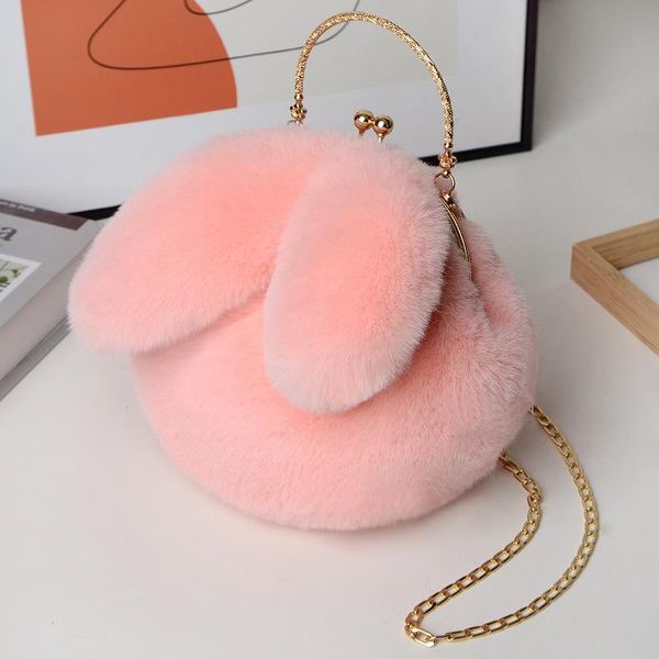 

evening bags 2021 fashion women plush mini shoulder bag female chain messenger purses soft ears crossbody sac a main