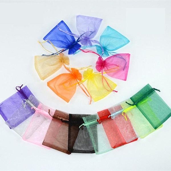

gift wrap 50pcs/lot 7x9cm 9x12cm 10x15cm 13x18cm drawstring organza bags jewelry packaging candy wedding wholesale gifts pouches