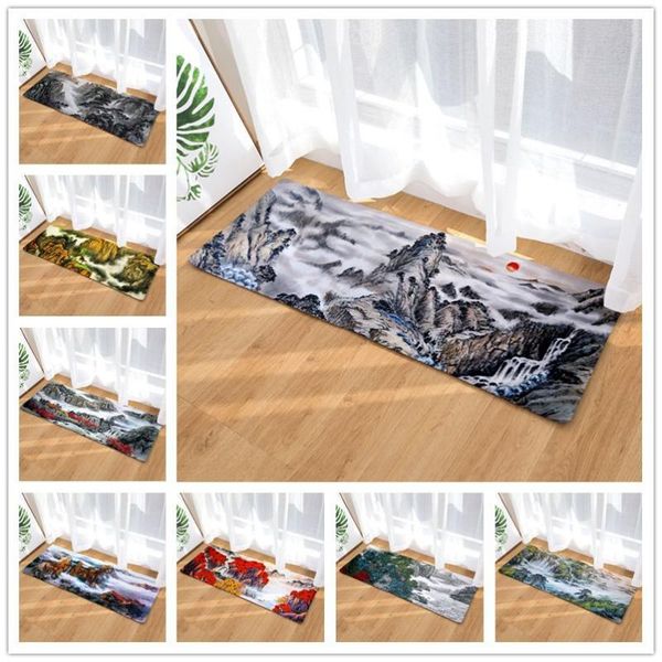 

bath mats flannel long floor mat door mountain and river pictures kitchen bathroom water-absorbing non-slip carpet