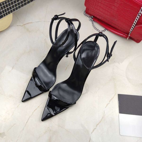 

2021 fashion sandals stiletto heels brand summer shoes designers womens women slip on pointed toe sandal slingback pumps with box, Black