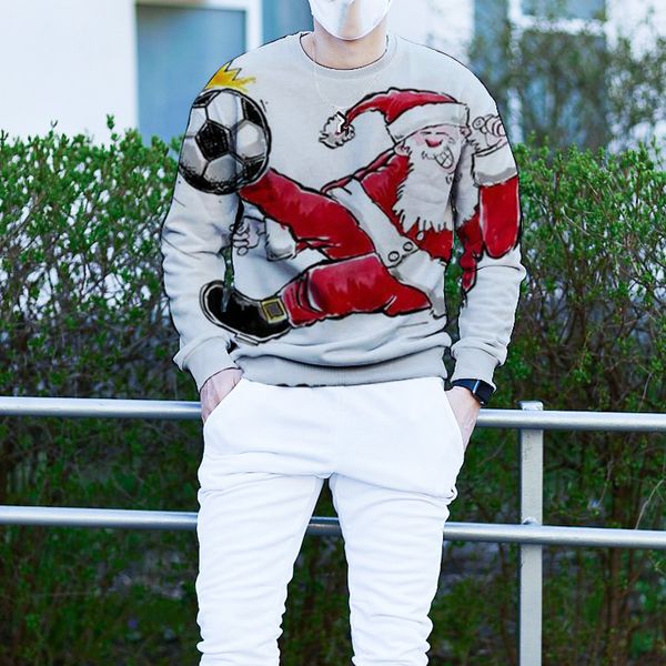 

men's christmas 3d long sleeve sleeveless sweater print santa claus football pattern clothing, White;black