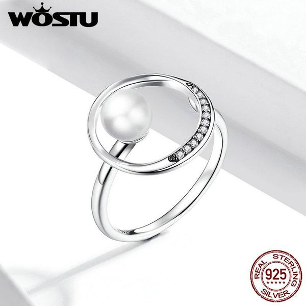 

cluster rings wostu 925 sterling silver gentle shell bead adjustable for women fashion s925 jewelry gift fir664, Golden;silver