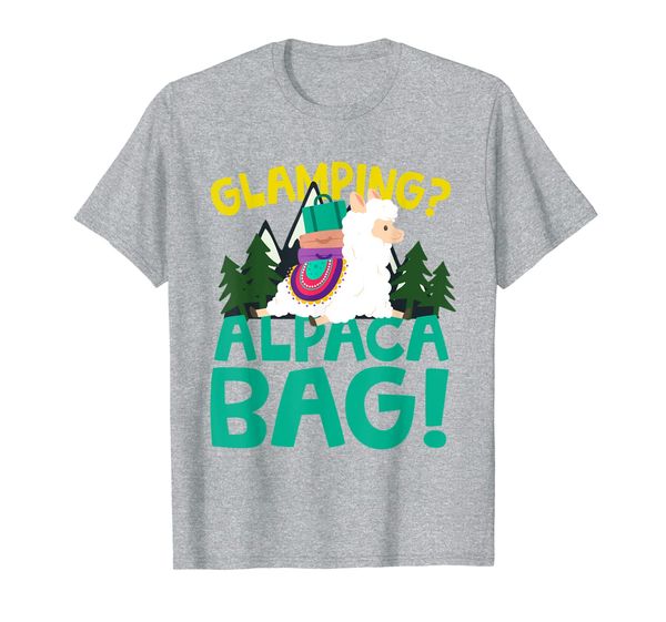 

funny glamping alpaca t-shirt, White;black