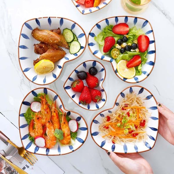 

japanese ceramic personality home peach heart bowl creative love afternoon tea dessert fruit salad breakf bowls