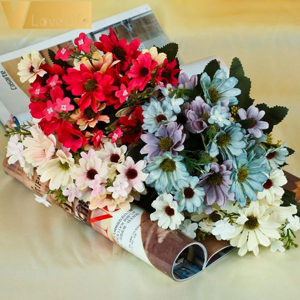 

33cm silk daisy bride artificial bouquet 21 flower heads 9 branches for wedding christmas decoration fake home diy indoor decorative flowers