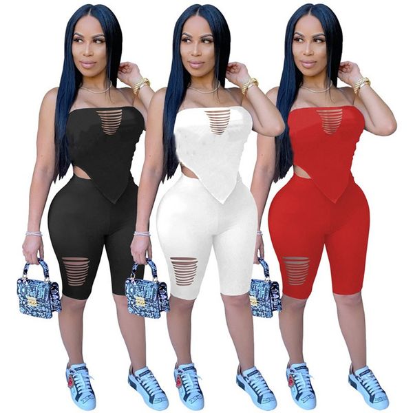 

womens strapless outfits two piece set tracksuits women summer clothes shorts casual sleeveless sportswear sport suit selling klw6251, Gray