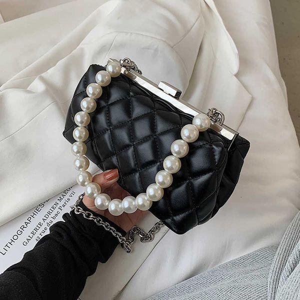 

evening bags pearl beading lingge pu leather crossbody for women 2021 summer fashion shoulder handbag lady trending clutch