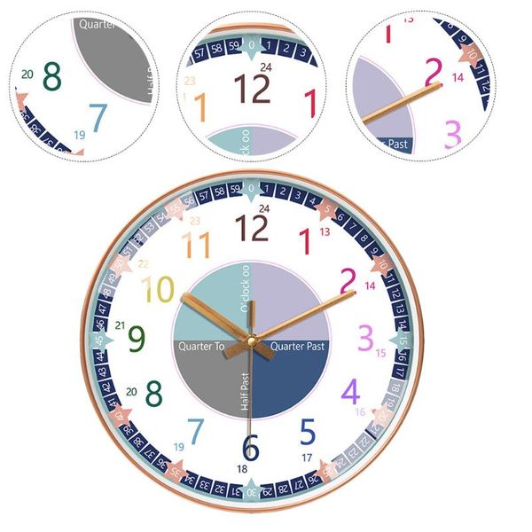 

1pc kid's room wall clock mute study funny home hanging clocks