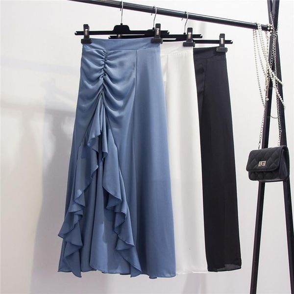 

skirts women's summer short skirt fashion ruched wears elegant flexible waist, Black