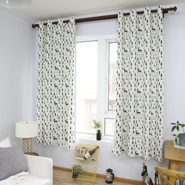 

semi shading cotton linen curtain fabric living room bedroom product simple modern nordic landing window & drapes