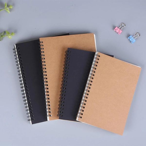 

sketchbook retro spiral coil kraft paper notebook sketch painting diary drawing graffiti office school stationery notepads, Purple;pink