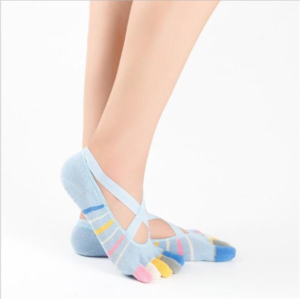 

five-finger socks women non-slip breathable cotton fingerless cross ballet yoga female cross-border invisible silicone sports, Black