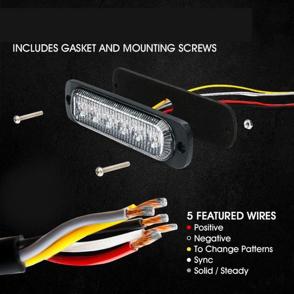 

emergency lights 6000k+2500k led light heads flash grill hazard side marker