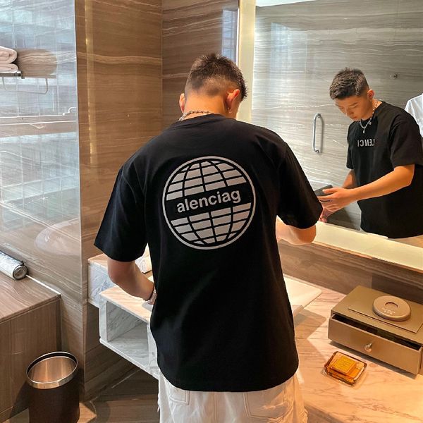 

fashion brand summer new paris round neck short sleeve t-shirt direct jet lettered earth print men's and women's casual wear, White;black
