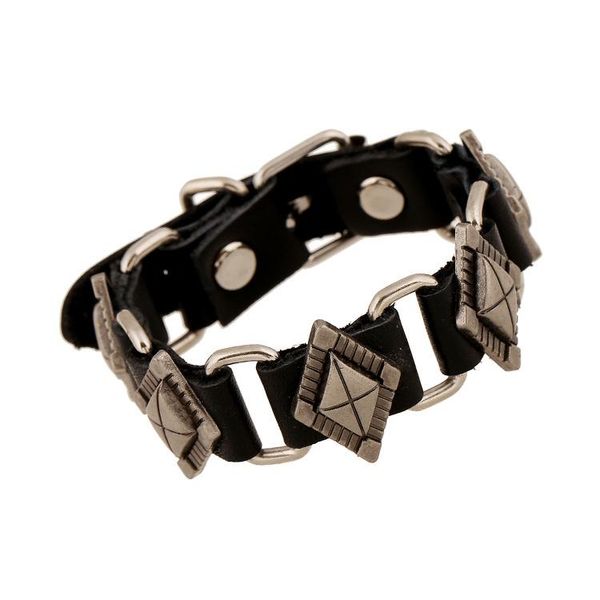 

charm bracelets punk rivet leather bracelet retro alloy decoration men's fashion trend men and women hand rope, Golden;silver