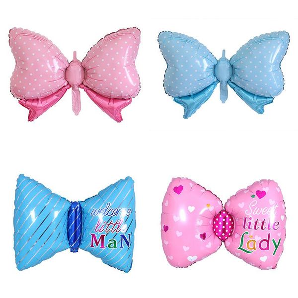 

4pcs polka dot butterfly aluminum foil balloons pink bow knot princess kids children's day gifts wedding party decor decoration