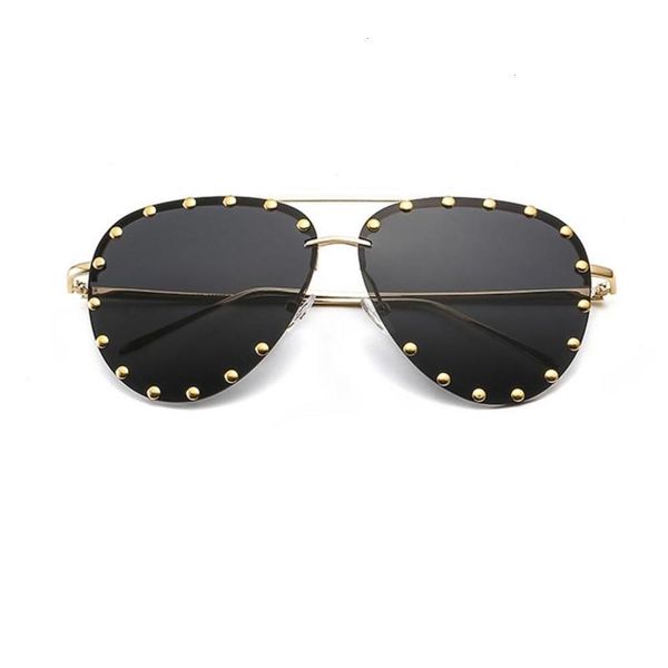 

sunglasses fashionable sun frames designer classic metal 2021 fashion rimless brand pilot women's ladies sunglasses vintage oculos femi, Black