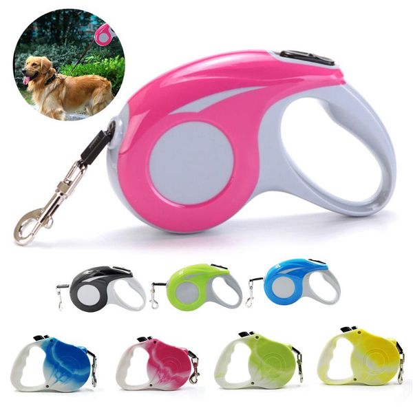 

dog collars & leashes 3/5m retractable leash flexible durable pet dogs cat traction rope tool for small medium