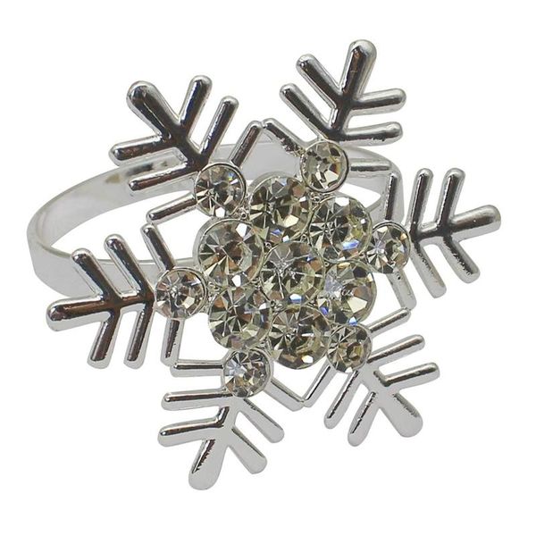 

set of 10 silver snowflake christmas napkin rings for dining table setting- rustic dinner tables setting decoration