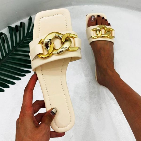 

slippers shoes casual slides summer flat 2021 pu metal decoration fashion ytmtloy indoor ladies sandals zapatillas mujer casa, Black