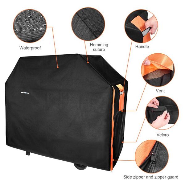 

waterproof bbq grill cover 300d heavy duty black outdoor garden dust rain protective barbeque accessories tools