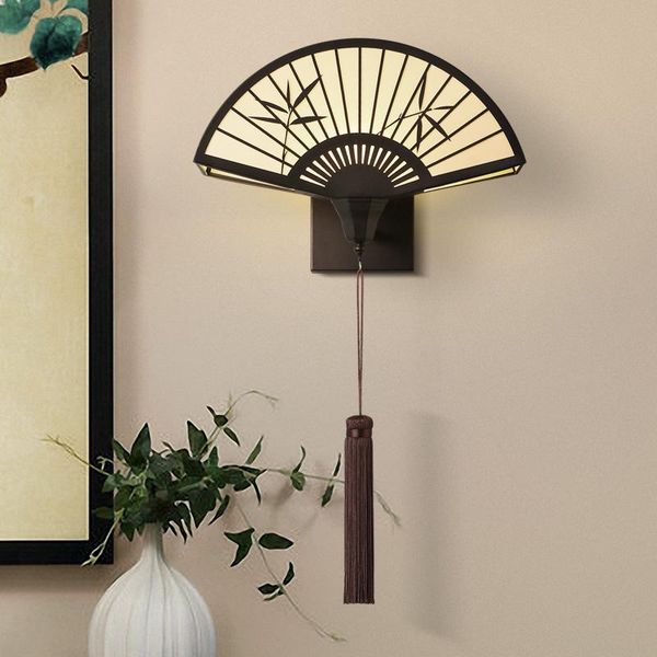 

wall lamp chinese corridor living room tv background bedroom bedside imitation classical fan-shaped led light fixture