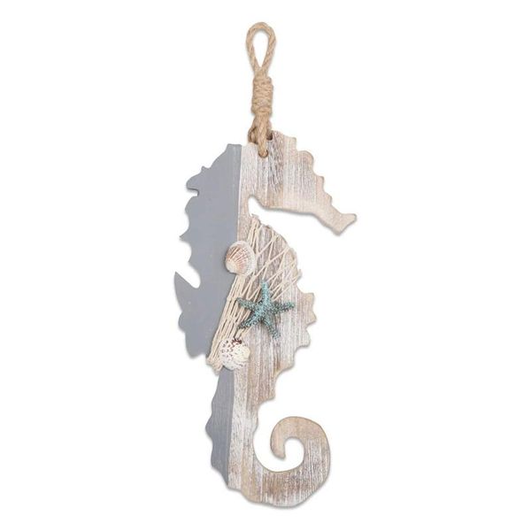 

decorative objects & figurines wooden decor seahorse with starfish and shells for nautical decoration,wall hanging ornament beach theme home