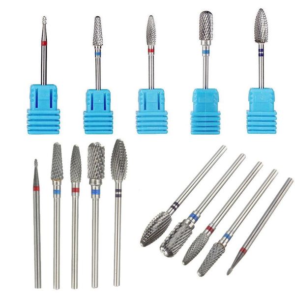 

nail art equipment 4 types tungsten drill bits pedicure milling cutter grinding head sander accessories tool for electric cuticle clean rota, Silver