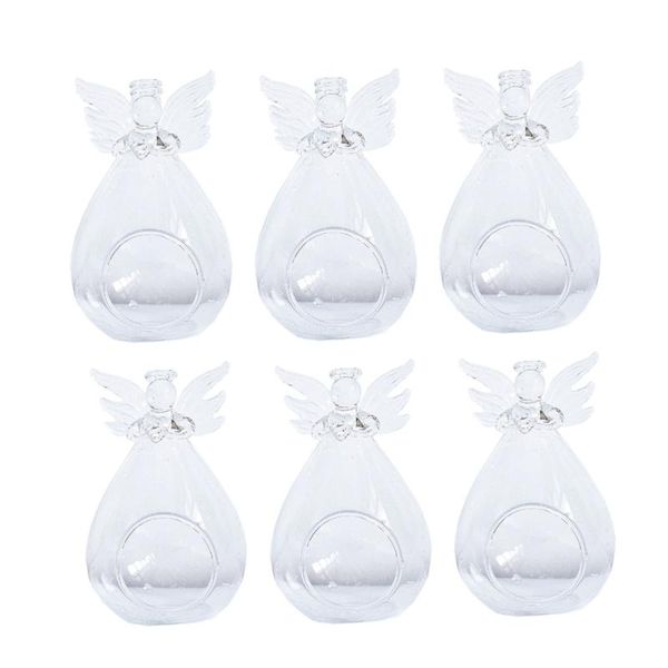 

candle holders 6pcs wish angle shape heatproof glass holder windproof clear tealight deskdecoration for wedding party