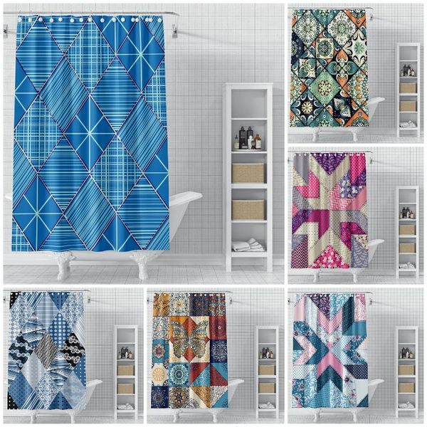 

shower curtains bohemian curtain retro antique geometric abstract color background bathroom bathtub waterproof polyester