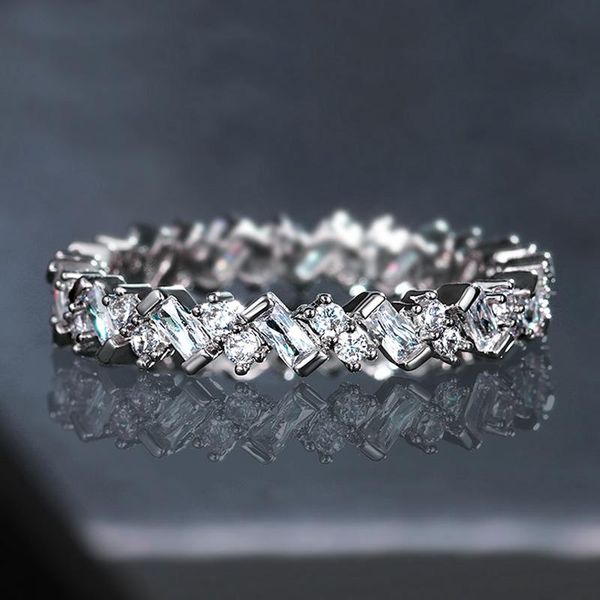 

cluster rings caoshi delicate design bridal wedding ring elegant women shiny crystal engagement jewelry fashionable accessories aesthetic gi, Golden;silver