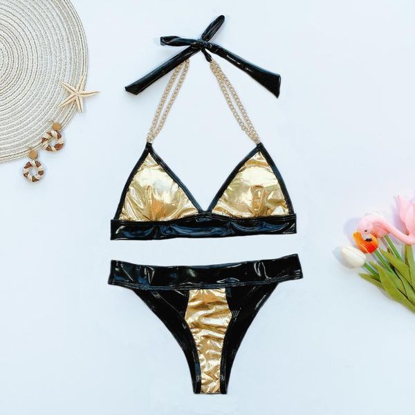 

women's swimwear jnzfxes 2021 summer women solid patchwork mini thong bikini female bathing suits lsc103, White;black
