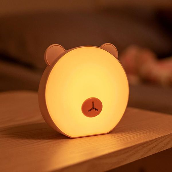 

night lights little bear creative light bedroom bedside with sleeping led charging desk lamp touch stepless dimming cute