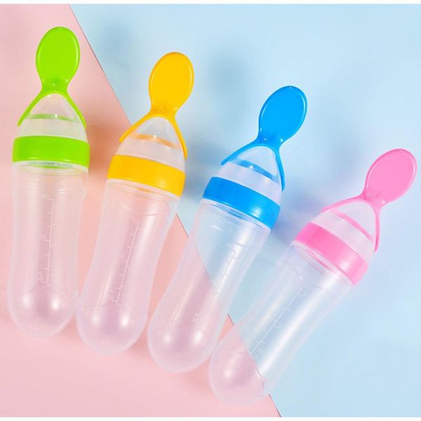 

cups, dishes & utensils squeezing feeding bottle silicone born baby training rice spoon infant cereal food supplement feeder safe tableware